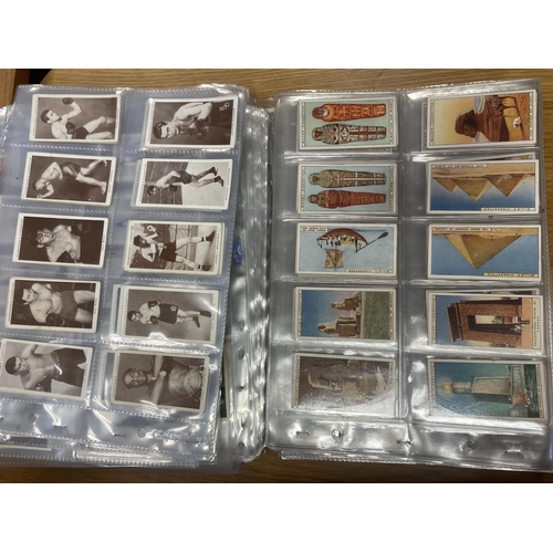 24 - Collection with cigarette and trade cards in plastic sleeves and paper albums with ranges from Barra... 