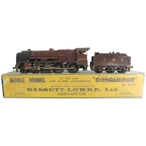 359 - Bassett-Lowke. LMS 'Royal Scot' Class 4-6-0 LMS 6100 'Royal Scot' maroon, generally fair to good, pa... 