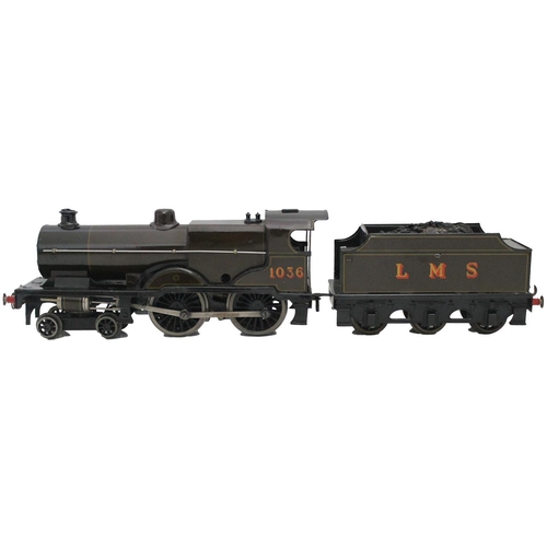 361 - Bassett-Lowke. Unboxed O gauge 4-4-0 LMS brown No.1036 locomotive and tender in excellent condition.... 