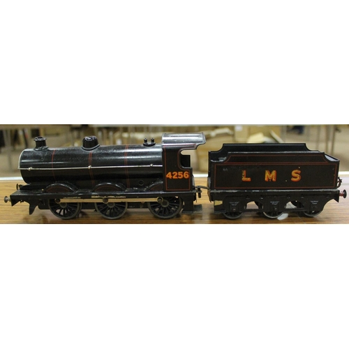 370 - Bassett-Lowke. Unboxed O gauge 0-6-0 LMS black No.4256 locomotive and tender in near excellent condi... 