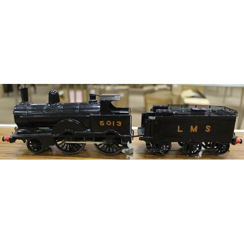 372 - Bassett-Lowke. Unboxed O gauge 2-4-0 LMS black No.5013 locomotive with tender in near excellent cond... 