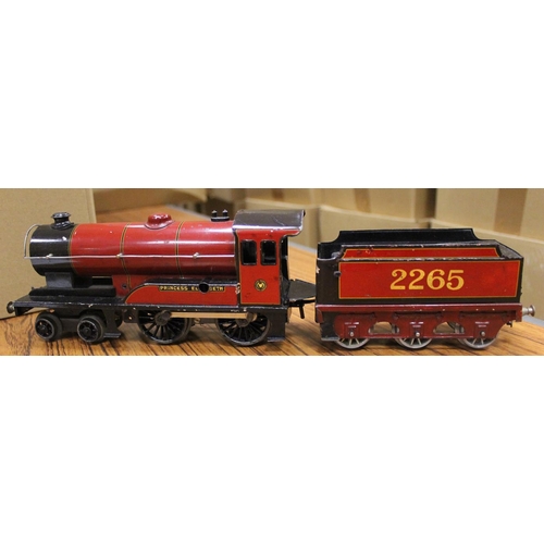 377 - Bassett-Lowke. Unboxed O gauge 4-4-0 'Princess Elizabeth' LMS red No.2265 locomotive with tender in ... 