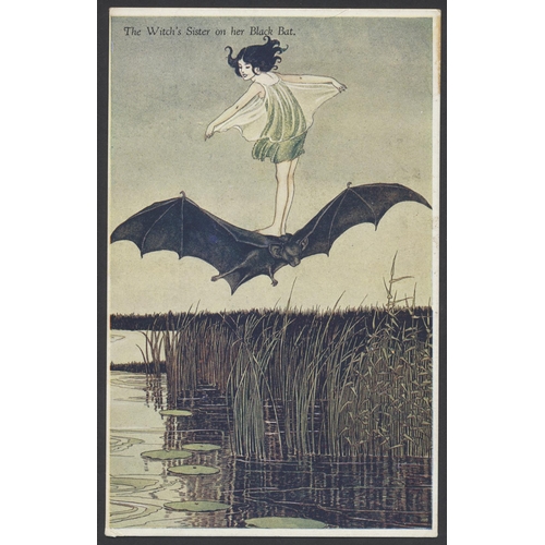 73A - Children. Ida Outhwaite with few in used cond. set 'Elves and Fairies' series no. 76 (see photo), od... 