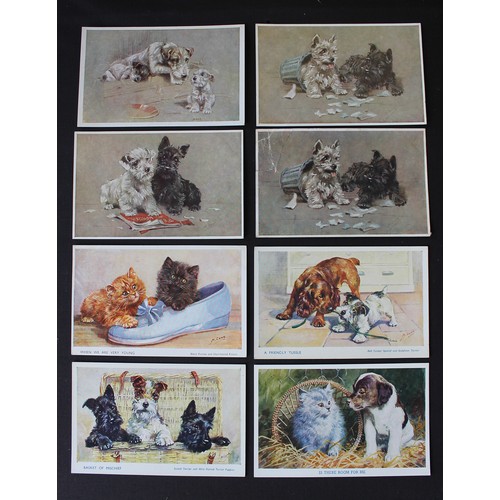 55 - Animals. Artist drawn. M. Gear, Minnie Keene set Faulkner pub. dogs no 1318, A.E. Kennedy Faulkner p... 