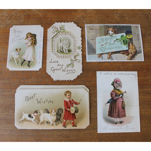 177 - Ephemera. Range of early greetings cards incl. Victorian. Padded type, applique etc. Angels, animals... 