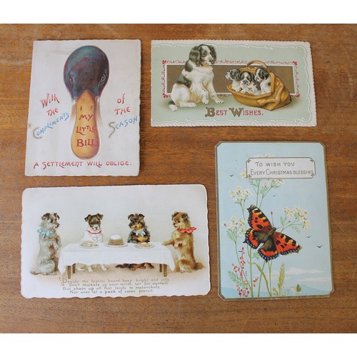 177 - Ephemera. Range of early greetings cards incl. Victorian. Padded type, applique etc. Angels, animals... 