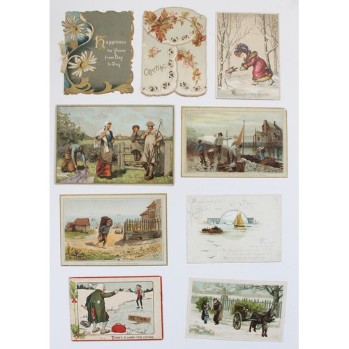 177 - Ephemera. Range of early greetings cards incl. Victorian. Padded type, applique etc. Angels, animals... 