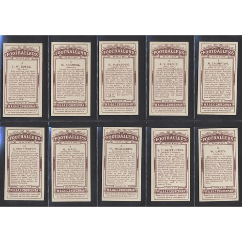 26 - Churchman. 1914 Footballers (brown) complete set in plastic sleeves generally good. Cat. £2,250. (Se... 