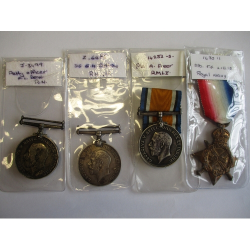 12 - WW1 Royal Navy and Marines range with:
BWM and Victory Medals to PO.18707 Pte H. Harrison R.M.L.I. a... 