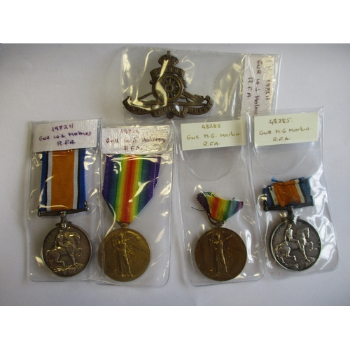 17 - WW1 Royal Artillery collection with:
1914-15 Stars to 1319 Dvr C. Fletcher R.F.A., 82518 A.Bmbr F.W.... 