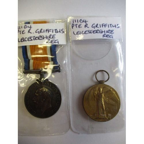 25 - WW1 Leicestershire Regt range with:
1. BWM & Victory Medal to 203531 Pte J. Preece Leic R. With copi... 