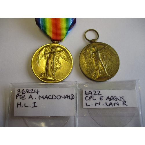 26 - Medals WW1 range with:
1. BWM and Victory Medal to 34571 Pte H. McNicol Linc R. With crushed box lid... 