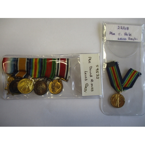 49 - WW1 BWM and Victory Medal pairs Leicestershire Regt to 4588 A.Sjt C.F. Moore, 35369 Pte C. Hayward, ... 