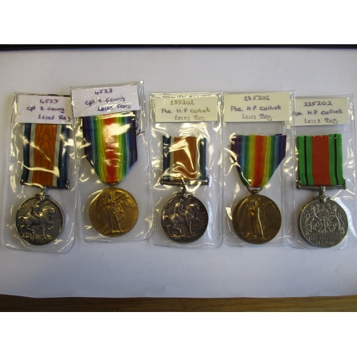 50 - WW1 BWM and Victory Medal pairs Leicestershire Regt to 12450 Pte J. Barry, 45514 Pte A. Dyson (he wa... 