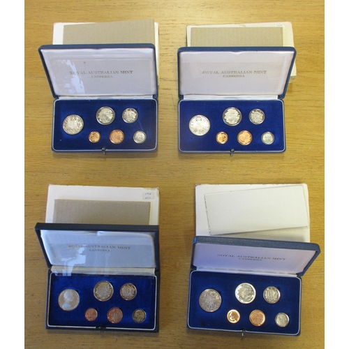 857 - Australia. 1966 range of proof cased sets (50c-1c) FDC. Qty 4 (T)