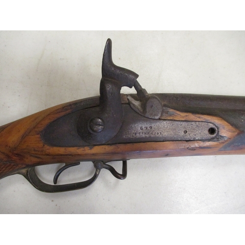 87 - 1853 Pattern Enfield percussion cap rifle converted from flintlock, lockplate marking partly erased,... 