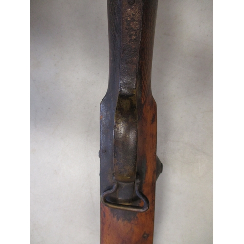 87 - 1853 Pattern Enfield percussion cap rifle converted from flintlock, lockplate marking partly erased,... 