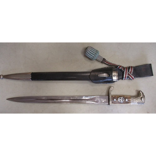 91 - Third Reich. Police bayonet and scabbard, ricasso stamped E.& F. Horster/Solingen and HHS logo with ... 