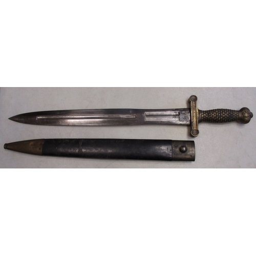 93 - US 1832 Model Foot Artillery short sword and scabbard, no visible markers or arsenal marks, pommel w... 