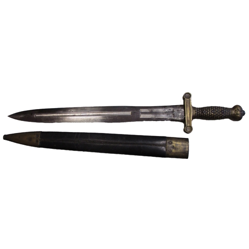 93 - US 1832 Model Foot Artillery short sword and scabbard, no visible markers or arsenal marks, pommel w... 