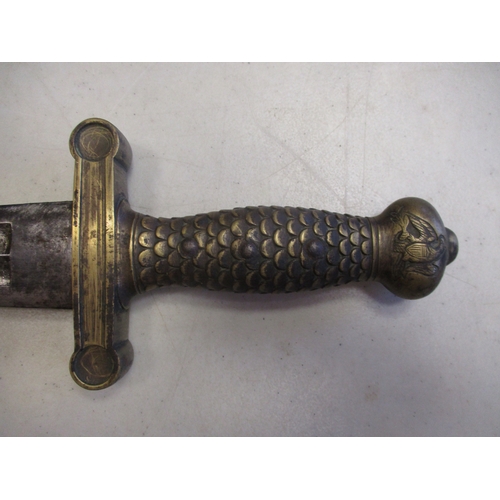 93 - US 1832 Model Foot Artillery short sword and scabbard, no visible markers or arsenal marks, pommel w... 