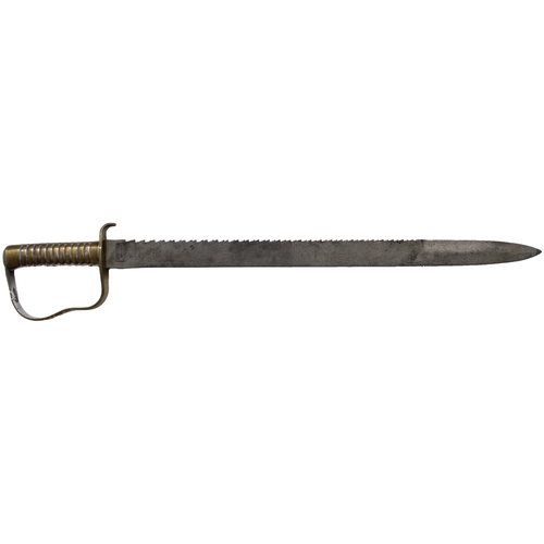 94 - Rare US Confederate Army British 1855 Pattern Pioneer's sawback sword, ricasso stamped 