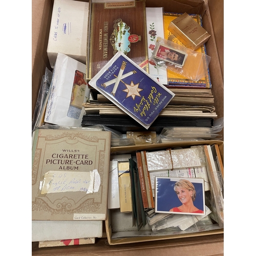 16 - Collection including paper albums, stock books, cigarette card packets, loose, trade cards etc inclu... 