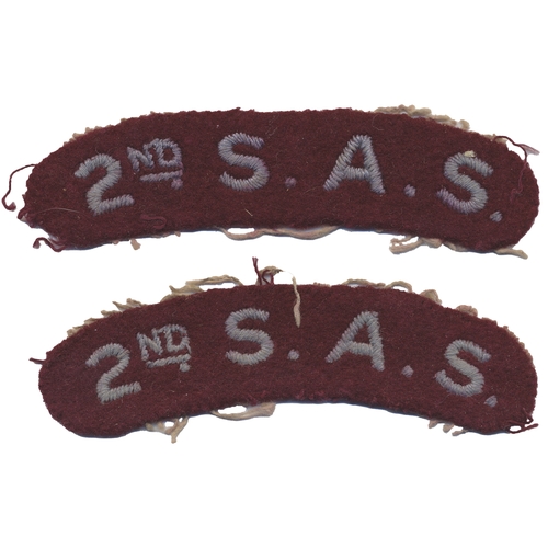 58 - S.A.S. Lilly collection. A pair of 2nd S.A.S. cloth shoulder titles, light blue embroided letters on... 