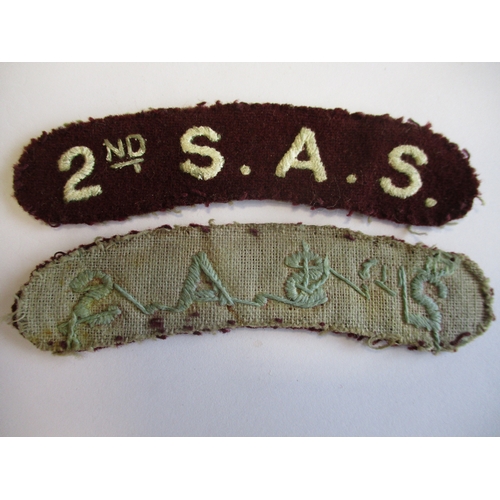 59 - S.A.S. Lilly collection. A pair of 2nd S.A.S. cloth shoulder titles, light blue embroided letters on... 