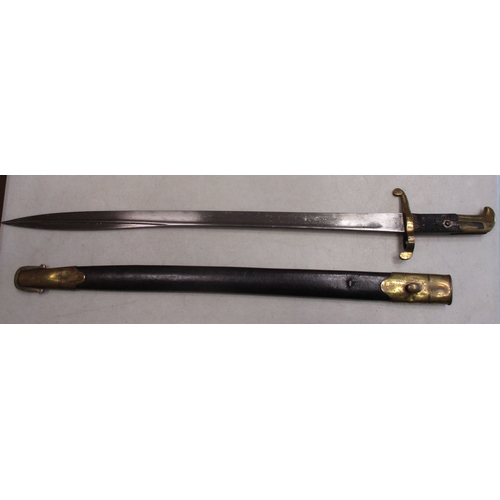 115 - 1855 Pattern Lancaster sword bayonet and scabbard, ricasso with partly rubbed inspection marks, othe... 