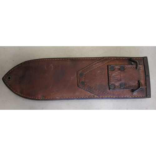 122 - WW2 U.S. Marine Corps Bolo knife and scabbard by Briddell, blade stamped U.S.M.C./Briddell, leather ... 