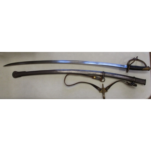 105 - U.S. Model 1860 Cavalry Sabre, scabbard and leather hangers by Christopher Roby, ricasso stamped U.S... 