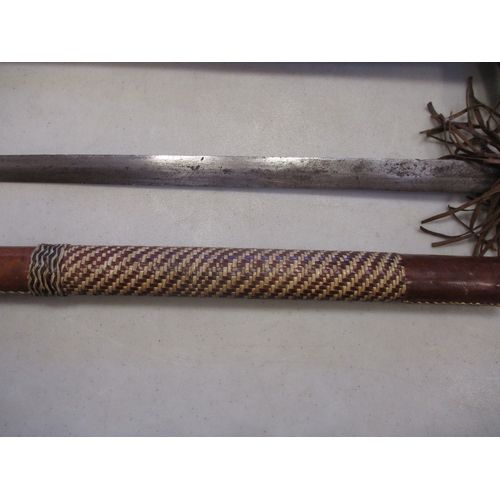 141 - Tribal swords with:
1. West African Burkina Faso Lobi Tribe 19th or 20th century ceremonial sword, d... 