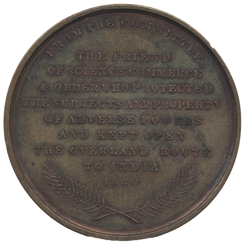 912 - 1842 The Overland Route to India - 1840 bronze medallic issue by A.J. Stothard, obverse MEHEMET ALI ... 