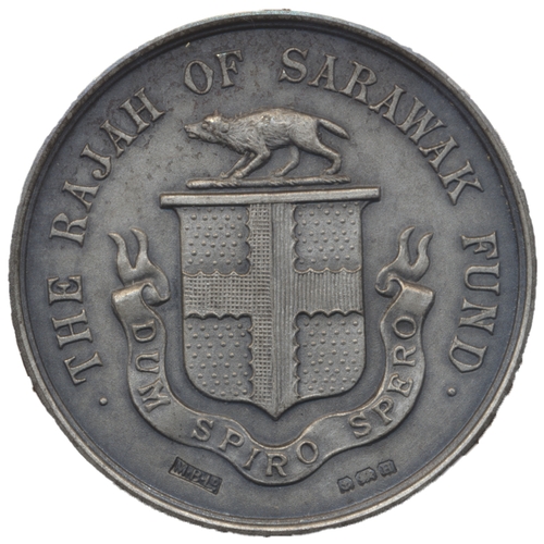 914 - c1930s Rajah of Sarawak Fund matt silver medallic issue by Birmingham Mint, diameter 37mm, weight 23... 