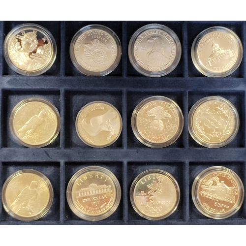 982 - USA. Collection of mostly proof and uncirculated coins in Westminster box with commemoratives and do... 