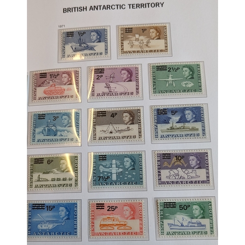 145 - British Antarctic Territory. QEII UM coln in Davo album, incl 1963 set and 1971 dec ovpt set. Plus s... 