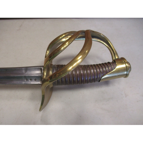 100 - French 1820 light cavalry trooper's sword and scabbard, straight blade, appears to be an amalgam of ... 