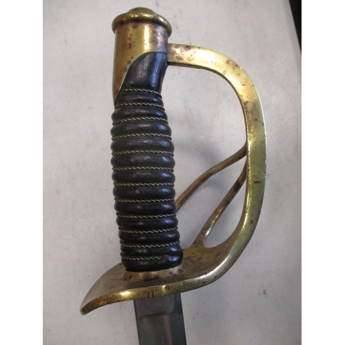 116 - US Model 1860 trooper's cavalry sabre and scabbard by Emerson & Silver of Trenton, ricasso marked Em... 