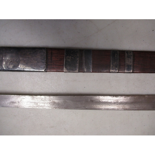 143 - Far Eastern probably Indonesian parang sword/knife, 47cm blade with fuller to both sides, wooden coc... 