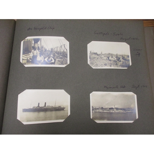 154 - Paper collection including collection of 76 WW1 silk postcards in album, WW1 photo album with Egypt,... 