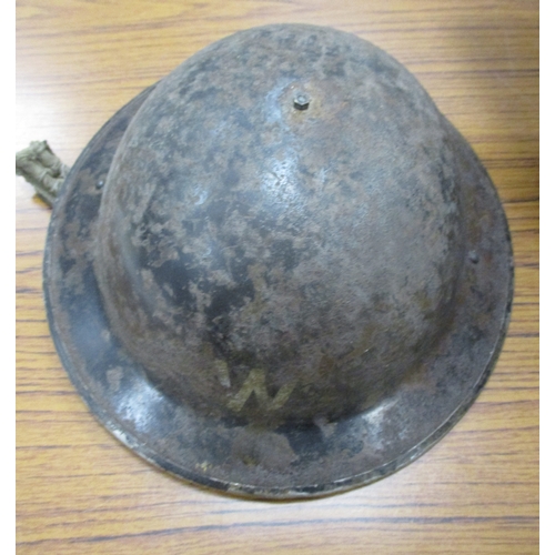 155 - Varied collection with range of sweetheart badges, Warden's Brodie helmet, bugles (2), 1914 Xmas tin... 