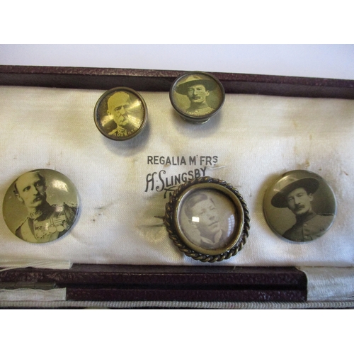 159 - Boer War range with QV chocolate tin, Generals badges with pin badges (13), button hole badges (2), ... 