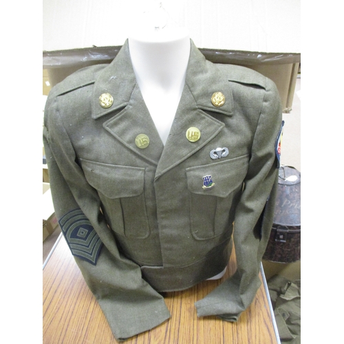 161 - Uniform collection with AFV crewman's helmet, 1988 combat helmet, RE tailor made red tunic jacket by... 