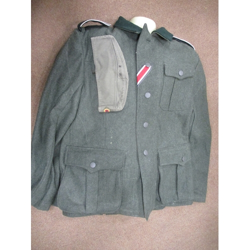 164 - Uniform range including RAPC Major's khaki battle dress jacket, No 2 Dress jacket & trousers, leathe... 