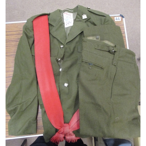 164 - Uniform range including RAPC Major's khaki battle dress jacket, No 2 Dress jacket & trousers, leathe... 