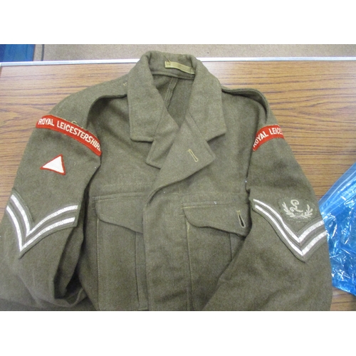 164 - Uniform range including RAPC Major's khaki battle dress jacket, No 2 Dress jacket & trousers, leathe... 