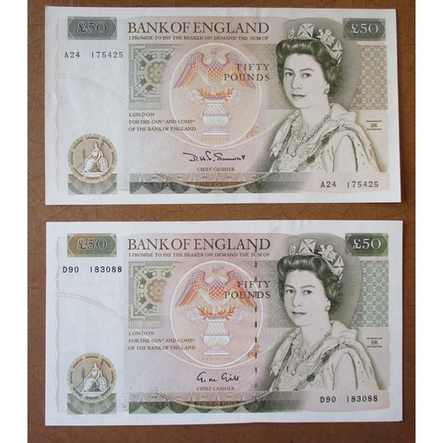 182 - £50 Wrenn range with Somerset B58 uncirculated, A24 good extremely fine, A01 first run extremely fin... 