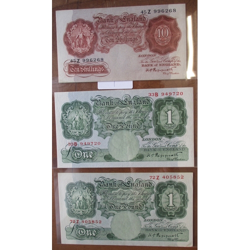 186 - Range of first and last series with Catterns £1 H91 first series, Peppiatt 1934 10/- A42 last series... 