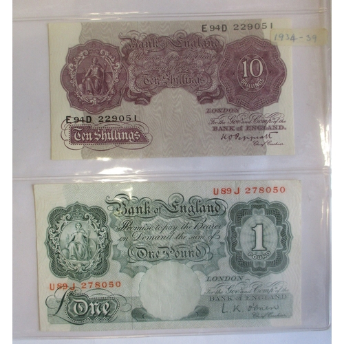 188 - Collection of banknotes in folder, majority ranging £5 to 10/- from Peppiatt to Fforde, generally fi... 